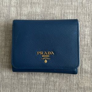 Prada Blue Small Saffiano Wallet